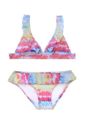 Salty Ink Girls 70s Halter Bikini - Vivad Jungle Tye Dye