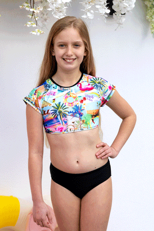 Salty Ink Girls Crop Bikini - Summer Vacay
