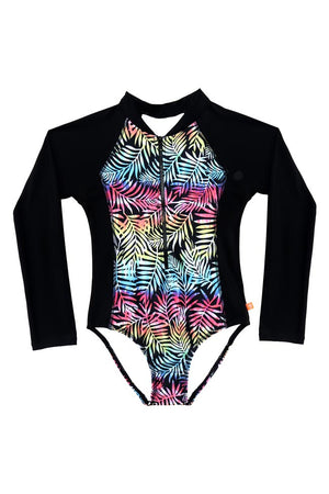 Salty Ink Girls Long Sleeve Sursfuit - Vivad Jungle