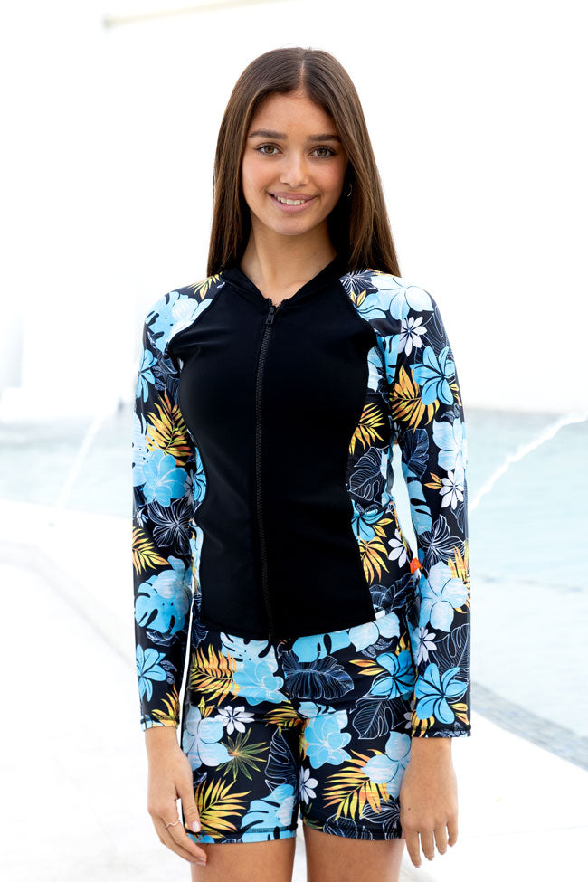 Salty Ink Girls Long Sleeve Rashvest - Tropicana