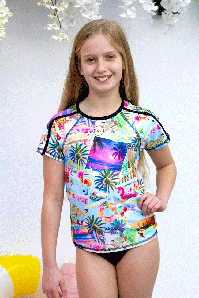 Salty Ink Girls Short Sleeve Rashvest Set - Summer Vacay