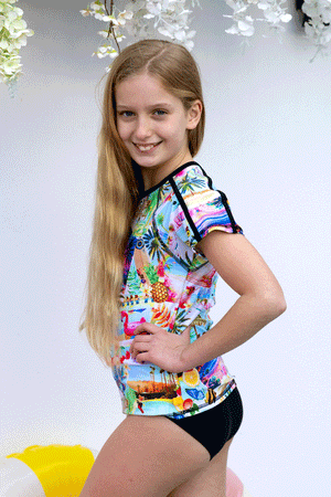 Salty Ink Girls Short Sleeve Rashvest Set - Summer Vacay