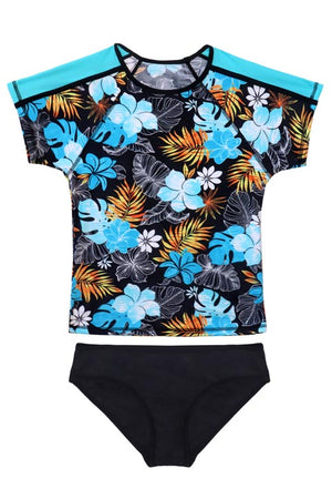 Salty Ink Girls Short Sleeve Rashvest Set - Tropicana