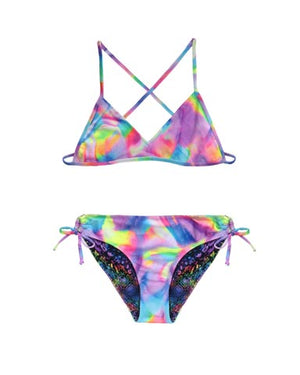 Salty Ink Girls Reversible Tri Bikini - Soda Swirl