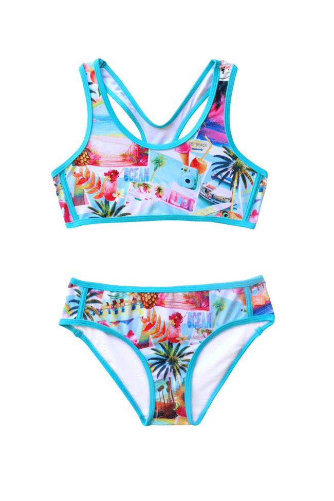 Salty Ink Girls Sports Bikini - Summer Vacay