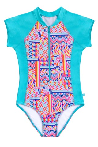 Salty Ink Girls Short Sleeve Surfsuit - Neo Geo