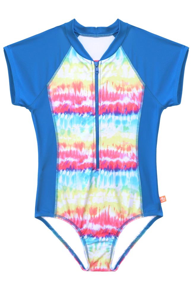 Salty Ink Girls Short Sleeve Surfsuit - Vivad Jungle Tye Dye