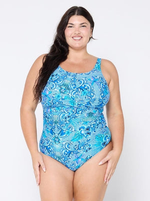 Capriosca High Neck Twist Front One Piece - Mermaid