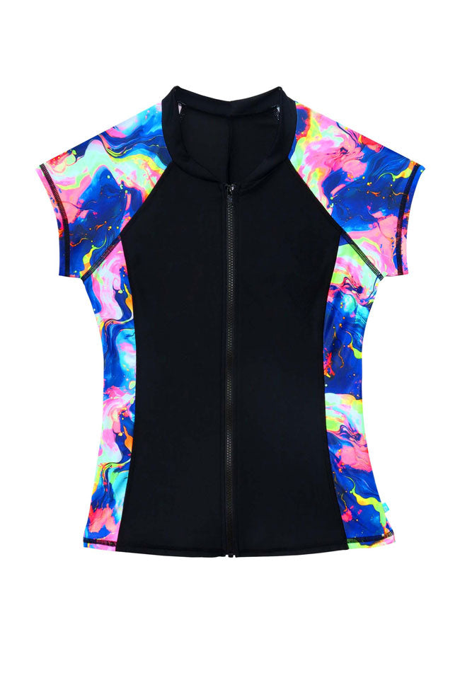 Salty Ink Ladies Short Sleeve Rashvest - Galaxy