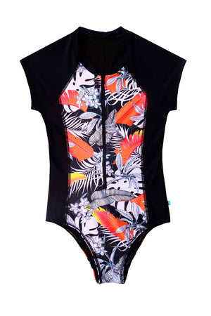 Salty Ink Ladies Short Sleeve Surfsuit - Kailani Reef