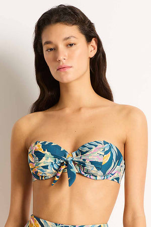 Monte and Lou Tie Front Balconette Bra - Huahine