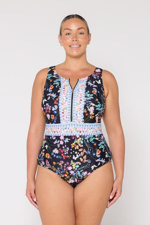 Capriosca Sleeveless Zip Up One Piece - Madeira