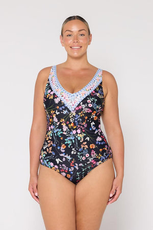 Capriosca V Neck Underwire One Piece - Madeira
