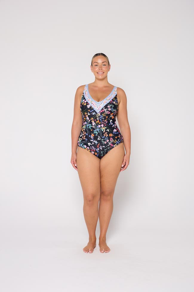 Capriosca V Neck Underwire One Piece - Madeira