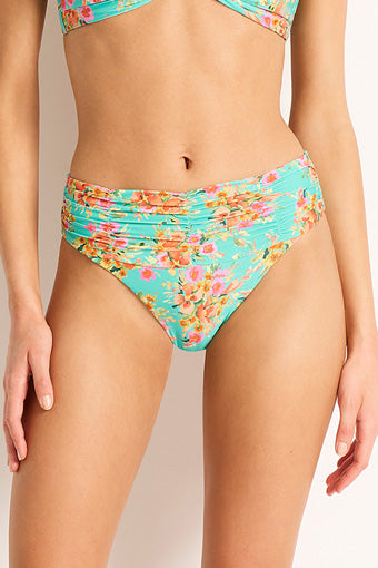 Monte and Lou Mid Rise Ruched Pant - Mindy