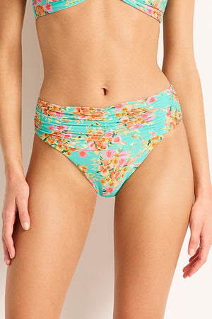 Monte and Lou Mid Rise Ruched Pant - Mindy