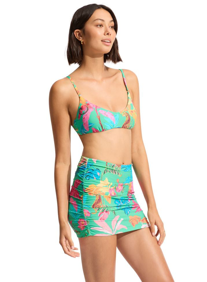 Seafolly Ruched Side Pull-On Skirt - Tropica