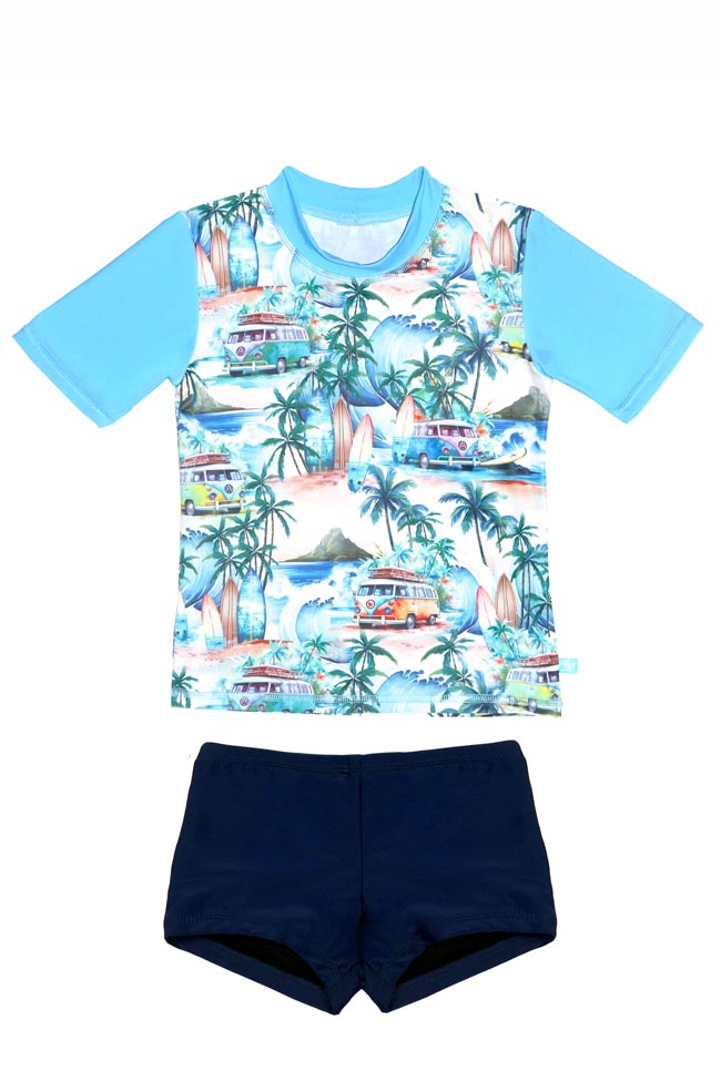 Salty Ink Little Mister Short Sleeve Rashvest Set - Coastal Camper