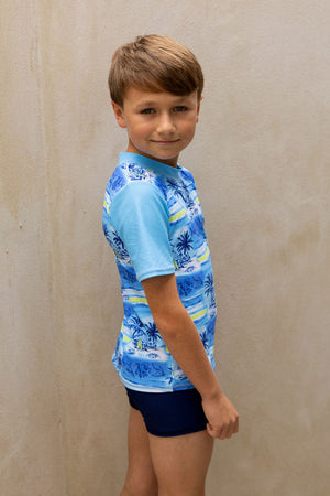 Salty Ink Boys Short Sleeve Rashvest Set - Shipwrecked