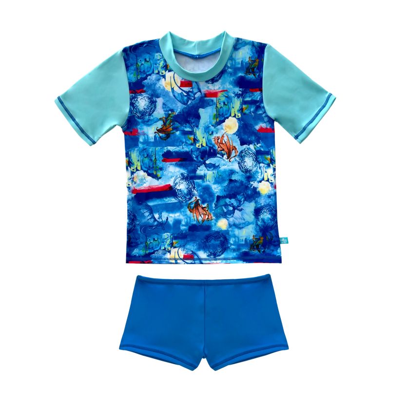 Salty Ink Boys Short Sleeve Rashvest Set - Cosmik Dragon