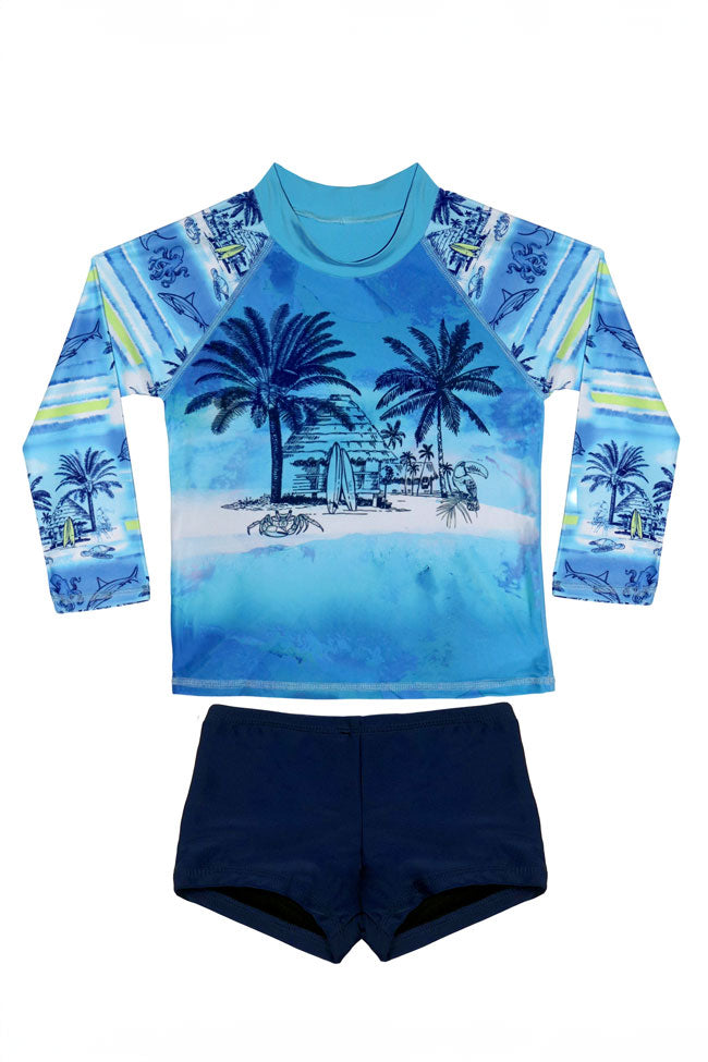 Salty Ink Boys Long Sleeve Rashvest Set - Shipwrecked