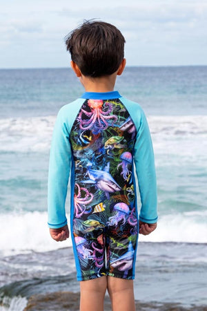 Salty Ink Little Mister Onesie - Marina Mirage