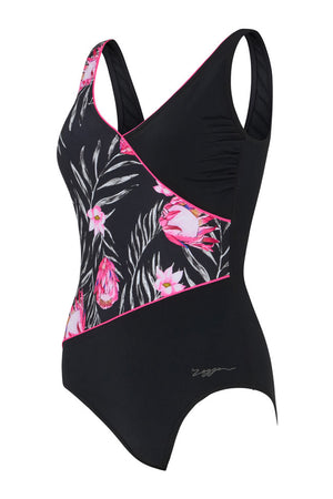 Zoggs Womens Wrap Front One Piece - Safari Leaf