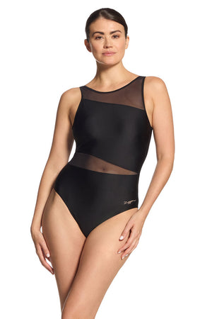 Zoggs Womens Mesh V Back One Piece - Rustique