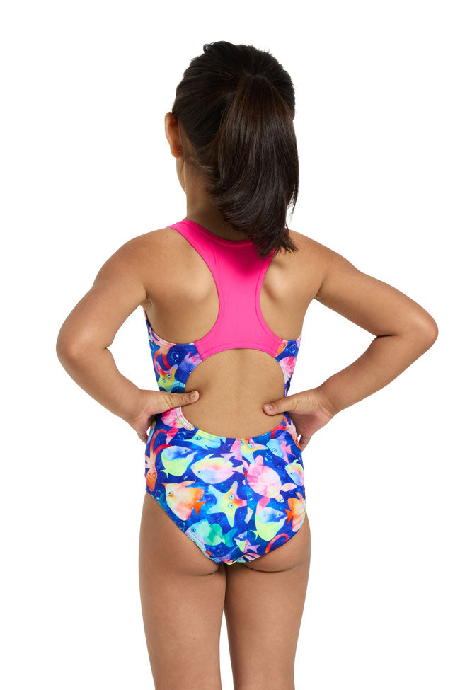 Zoggs Girls Actionback One Piece - Bubbles