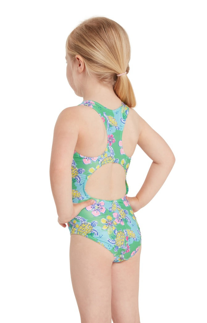 Zoggs Actionback Kids Girls One Piece - Turtles