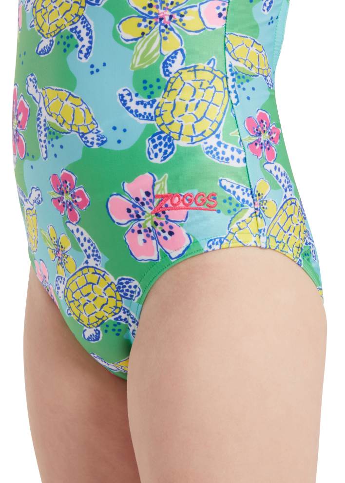 Zoggs Actionback Kids Girls One Piece - Turtles