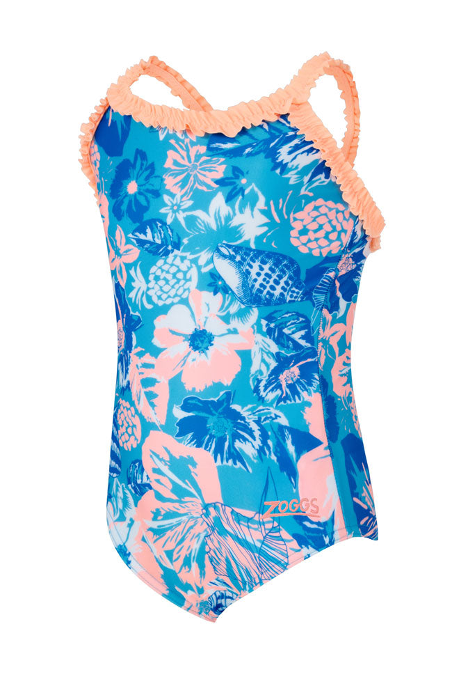 Zoggs Girls Ruffle Crossback One Piece - Bahia