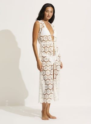 Seafolly Secret Garden Crochet Cover Up - White