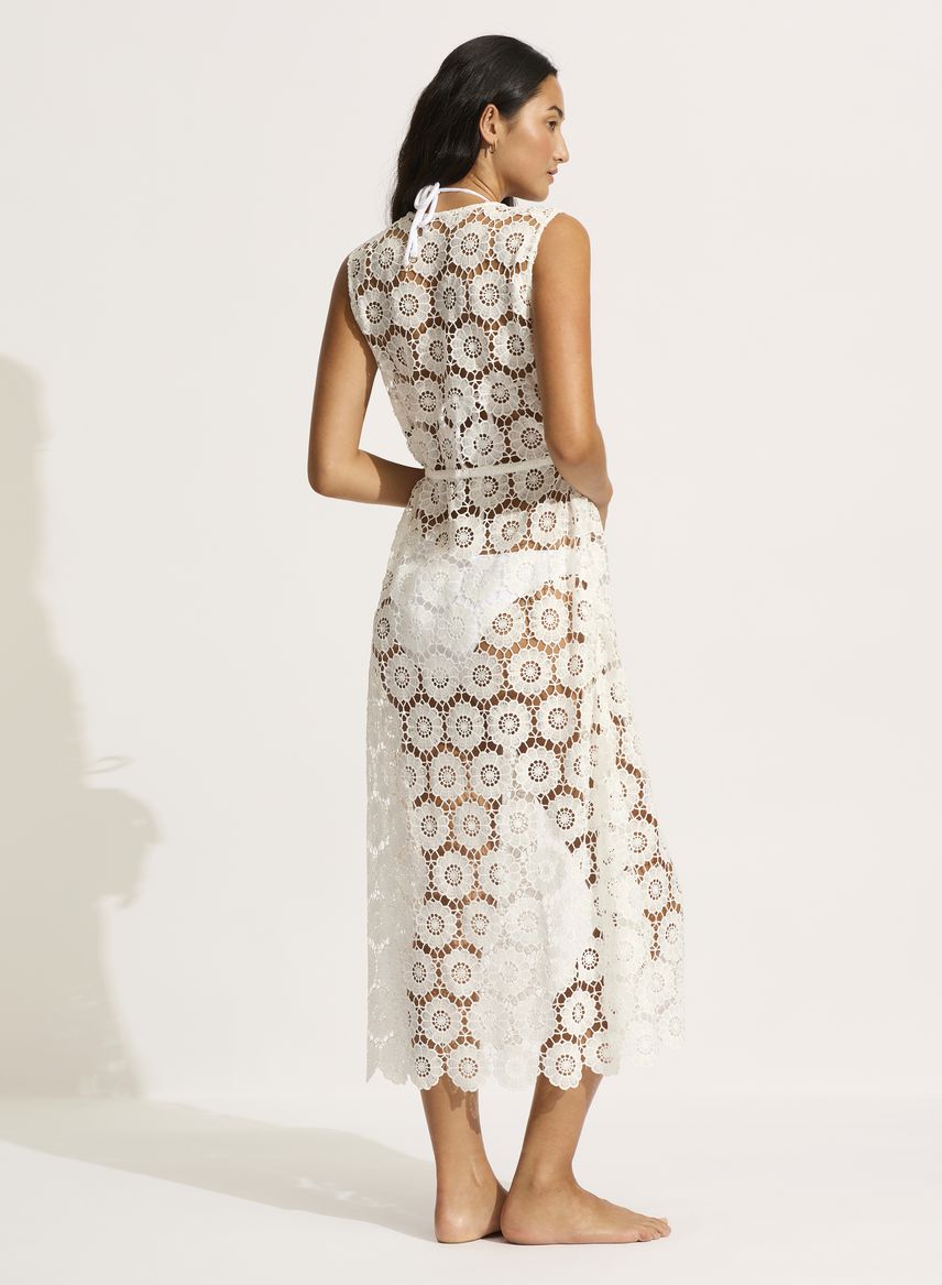 Seafolly Secret Garden Crochet Cover Up - White