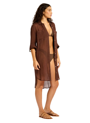 Seafolly Crinkle Twill Beach Shirt - Beach Edit