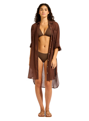 Seafolly Crinkle Twill Beach Shirt - Beach Edit