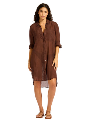 Seafolly Crinkle Twill Beach Shirt - Beach Edit