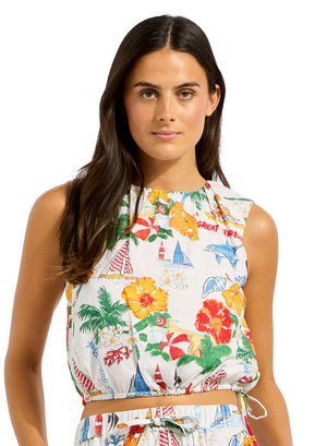 Seafolly Drawcord Waist Top - Viva Vacation