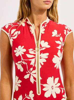 Seafolly Cap Sleeve Zip Front One Piece - Mayflower