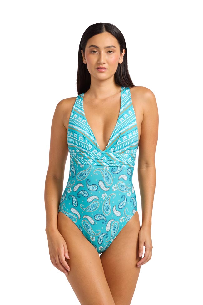 Seafolly Cross Back One Piece - Drift Club Bandana