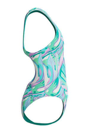 Speedo Junior Girls Alfalfa Green Printed Medalist One Piece