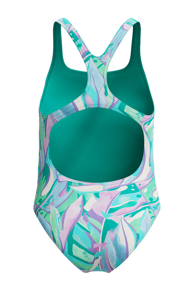 Speedo Junior Girls Alfalfa Green Printed Medalist One Piece