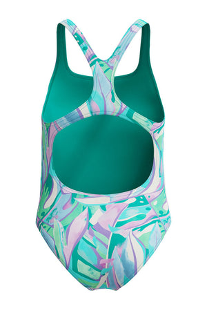Speedo Junior Girls Alfalfa Green Printed Medalist One Piece