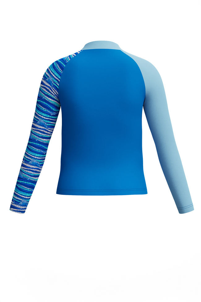 Speedo Junior Boys Lagoon Blue Print L/S Sun Top
