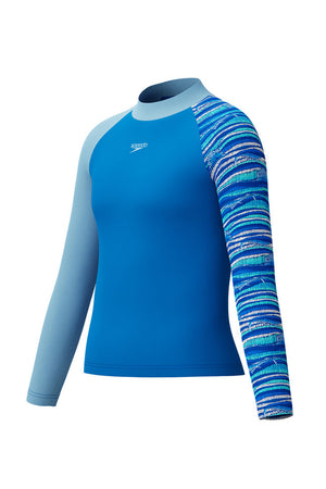 Speedo Junior Boys Lagoon Blue Print L/S Sun Top