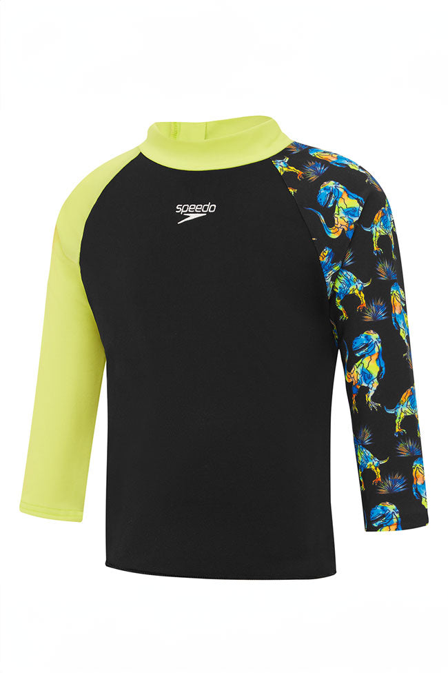 Speedo Toddler Boys Endurance+ Black/Multi Dino L/S Rashie