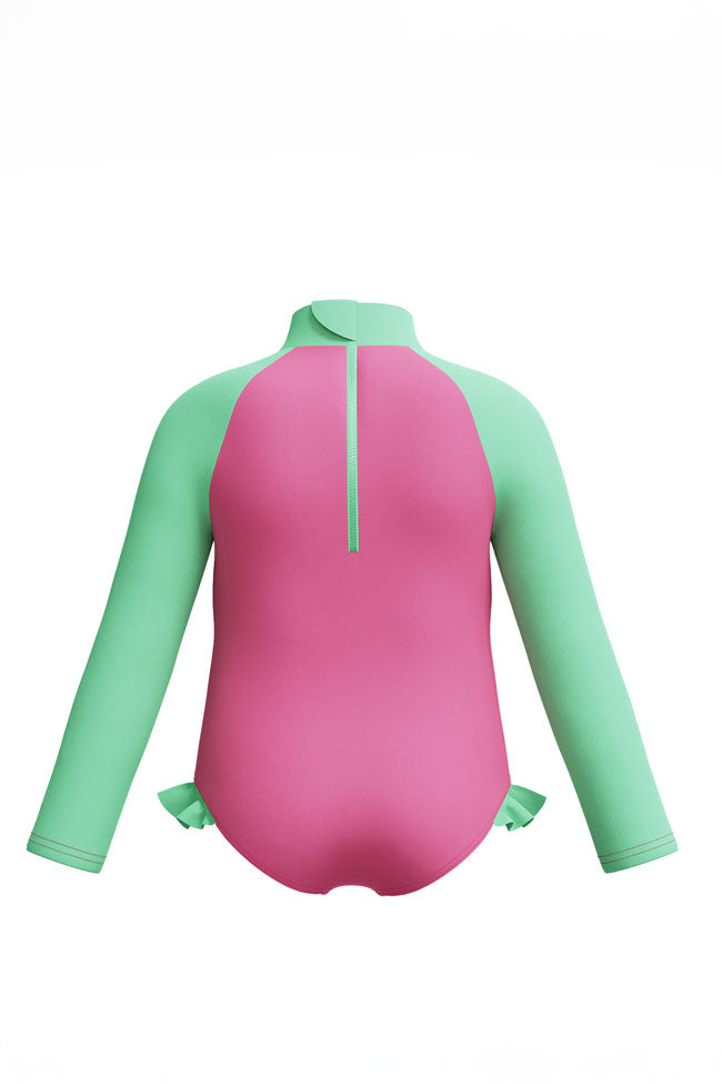 Speedo Toddler Girls Neon Bubble Gum Watermelon L/S Frill One Piece