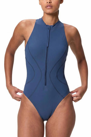 Speedo Womens Zip One Piece - Ocean Flex