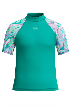 Speedo Junior Girls Turquoise Gem S/S UV Suntop