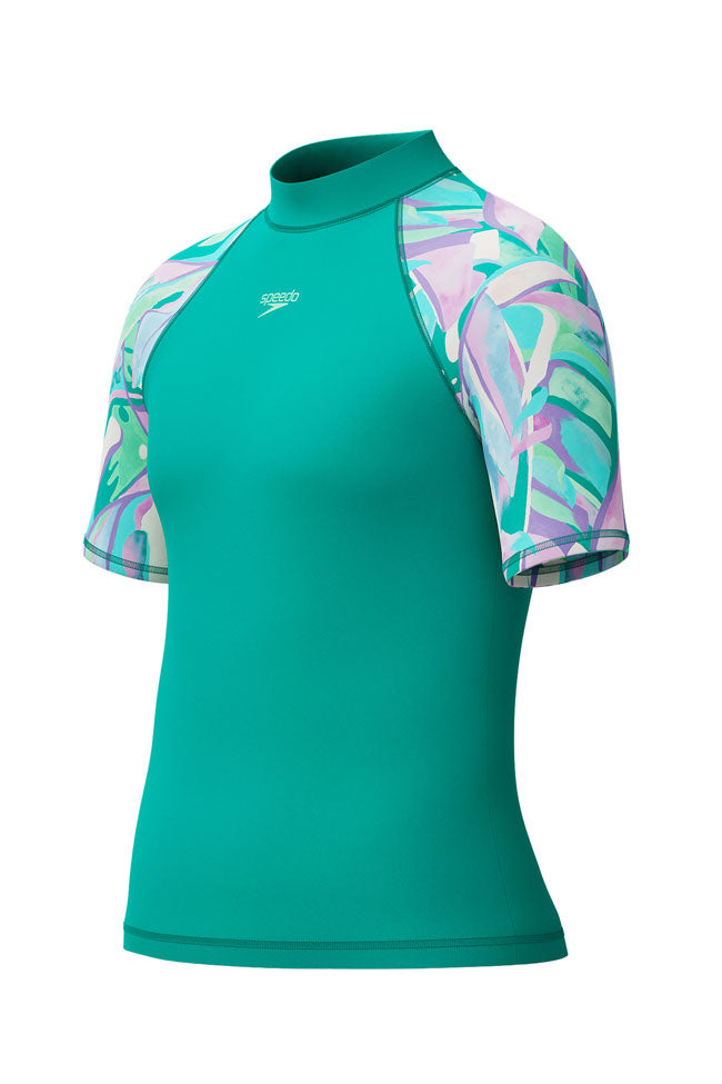 Speedo Junior Girls Turquoise Gem S/S UV Suntop